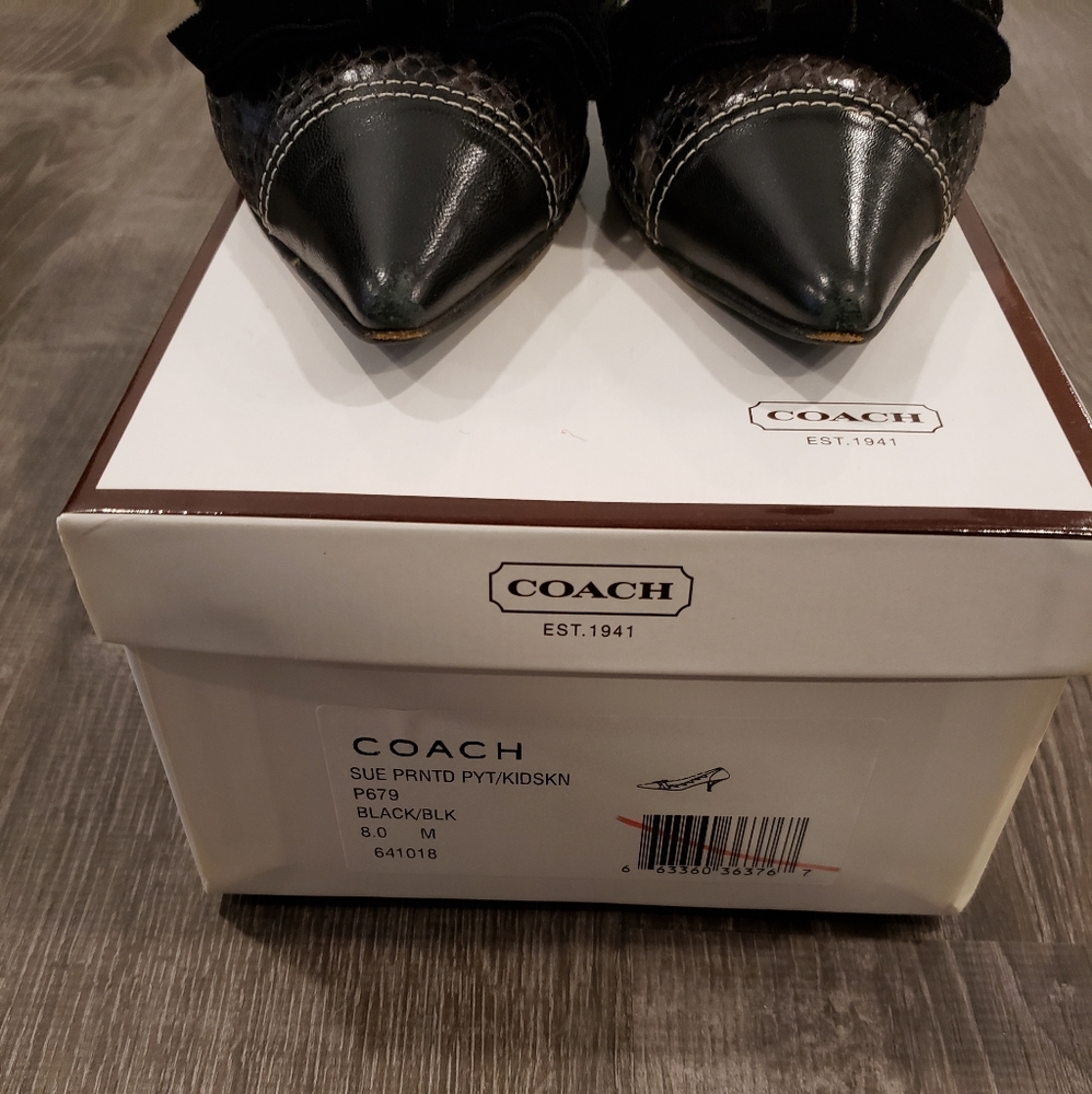 Coach Sue Printed Python Pumps with Bow size 8 Gray/Black - Picture 15 of 15